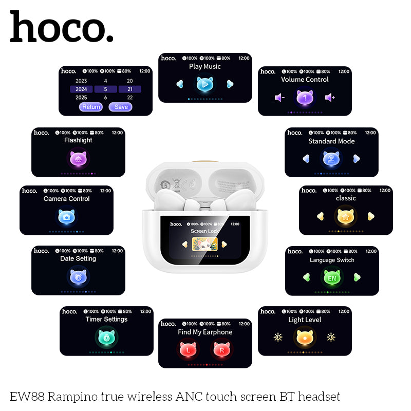 HD_SYNC:EW88 Rampino true wireless ANC touch screen BT headset