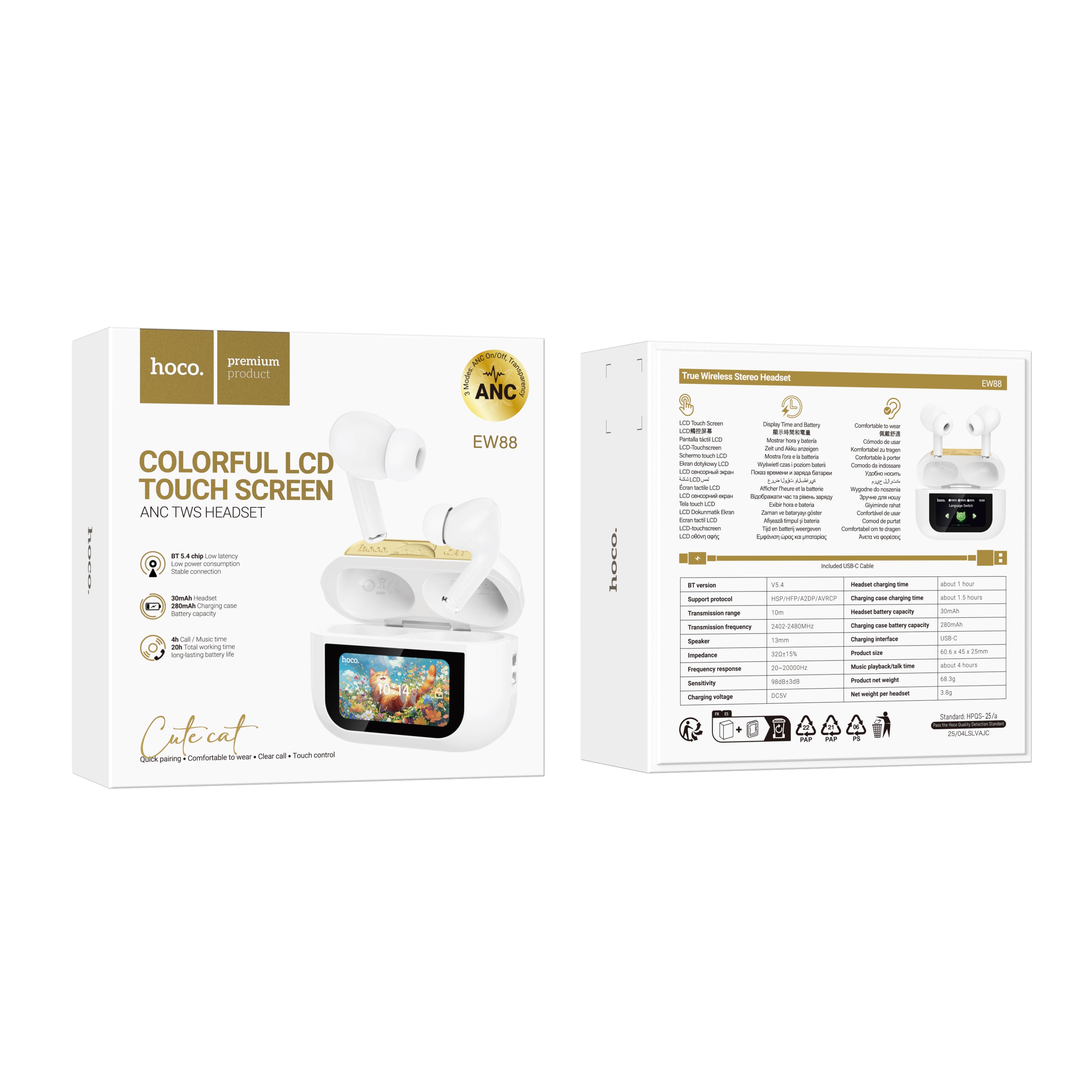 HD_SYNC:EW88 Rampino true wireless ANC touch screen BT headset