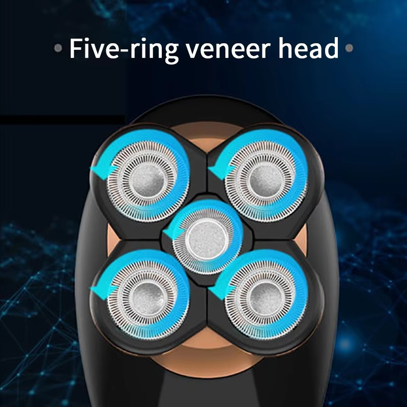 VGR V-316 Mens Head Shaver for Bald Men 5 in 1 LED Electric Cordless Razors Shaving USB Rechargeable Wet Dry Grooming Kit Nose Hair Trimmer