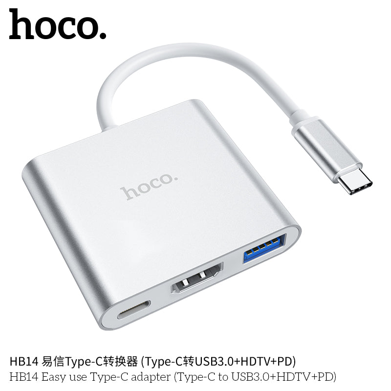 HD_SYNC:HB14 Easy use Type-C adapter(Type-C to USB3.0+HDTV+PD)