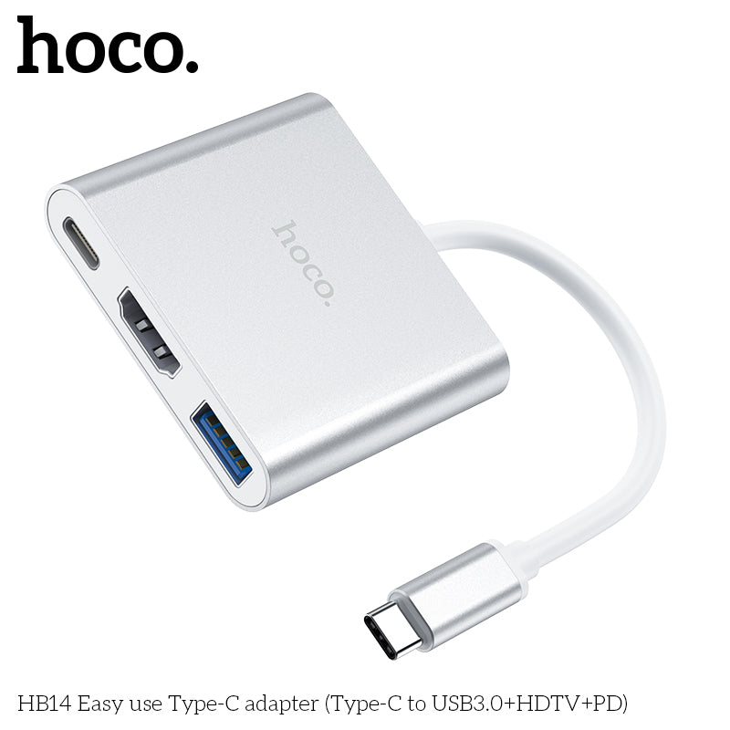 HD_SYNC:HB14 Easy use Type-C adapter(Type-C to USB3.0+HDTV+PD)