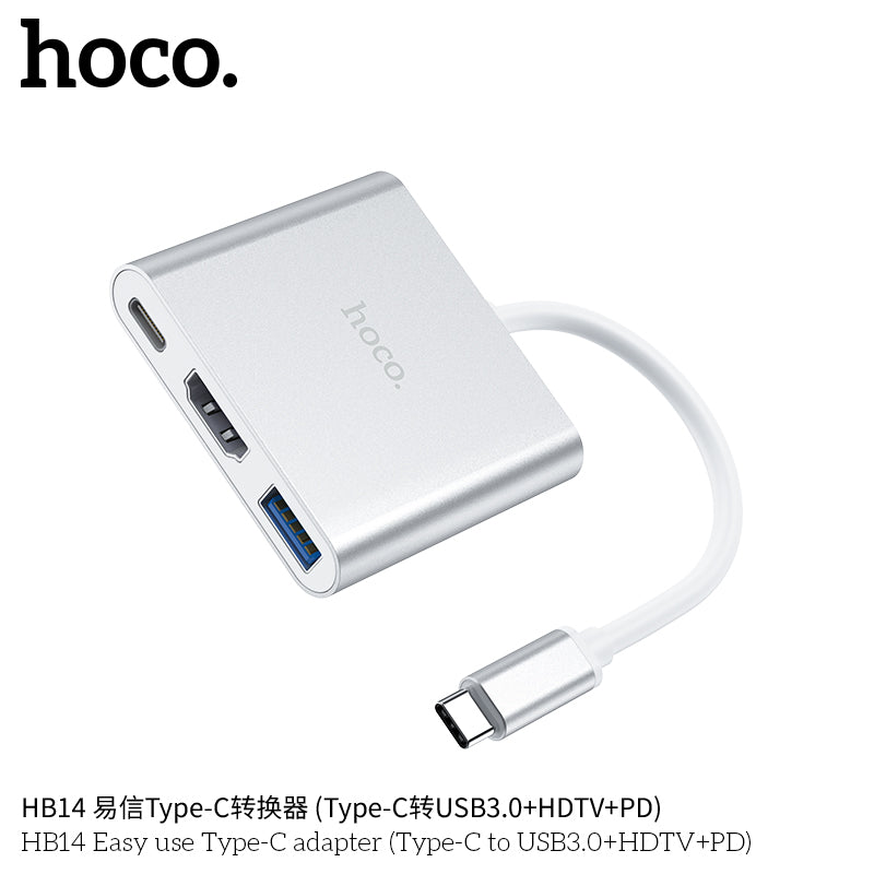 HD_SYNC:HB14 Easy use Type-C adapter(Type-C to USB3.0+HDTV+PD)