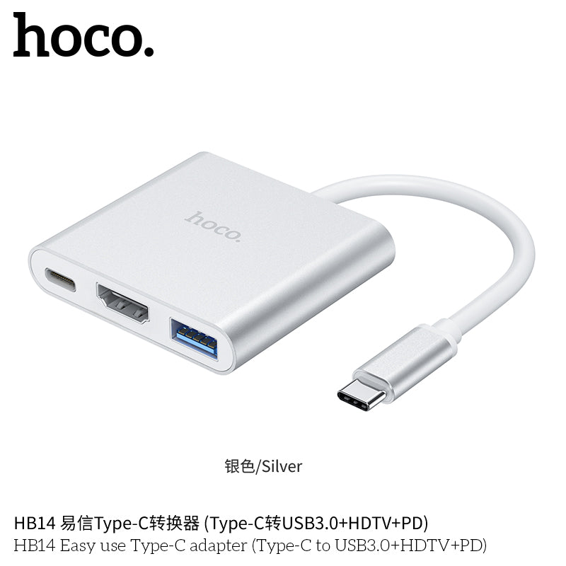 HD_SYNC:HB14 Easy use Type-C adapter(Type-C to USB3.0+HDTV+PD)