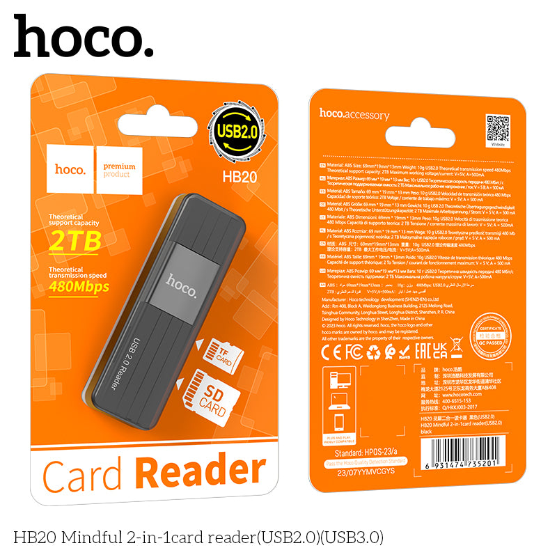 HD_SYNC:HB20 Mindful 2-in-1card reader(USB2.0)