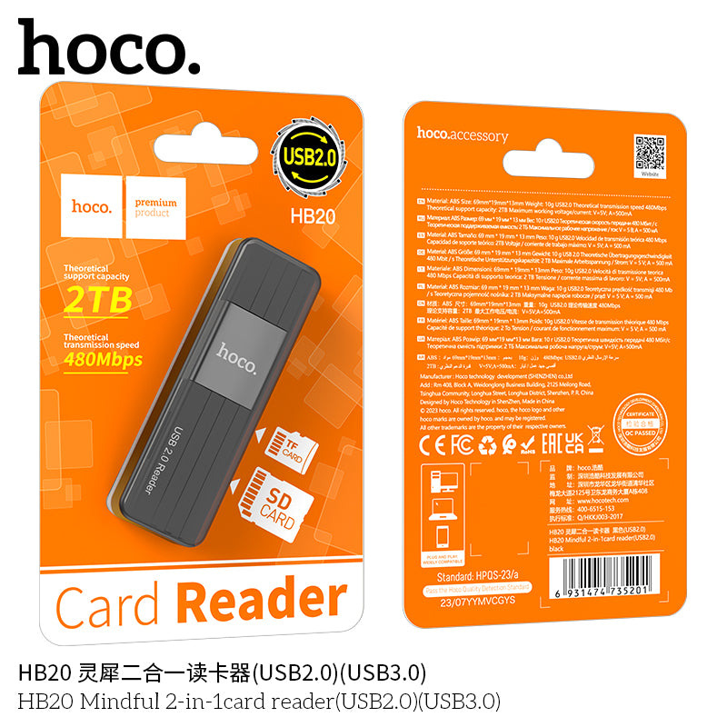HD_SYNC:HB20 Mindful 2-in-1card reader(USB2.0)
