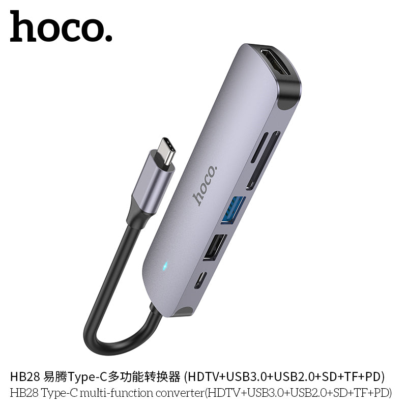HD_SYNC:HB28 Type-C multi-function converter(HDTV+USB3.0+USB2.0+SD+TF+PD)