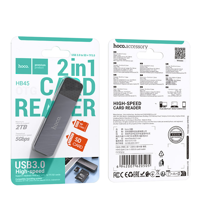HD_SYNC:HB45 Spirit 2-in-1 USB 2.0 card reader