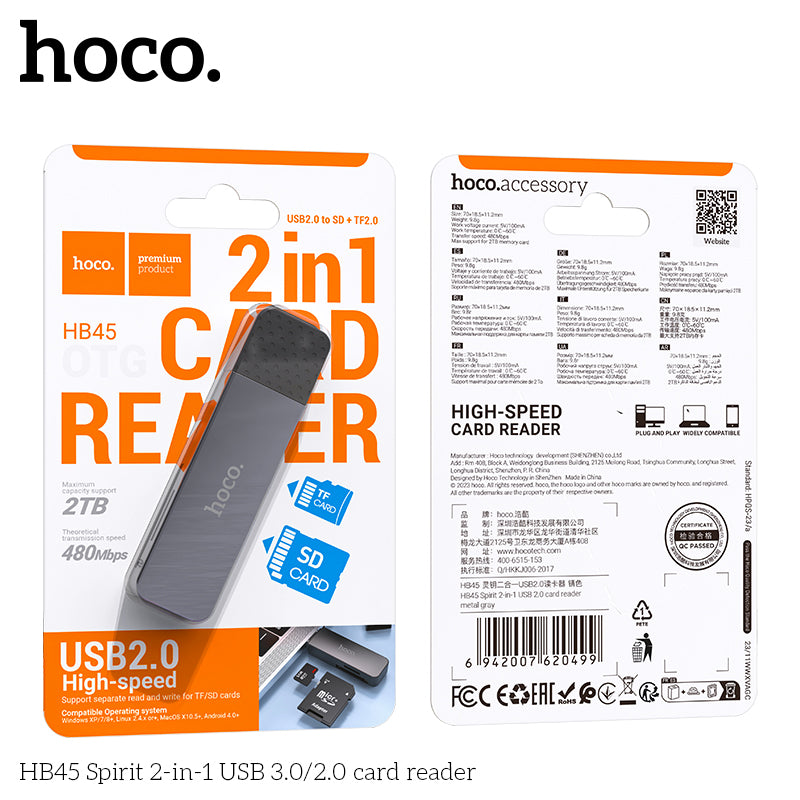 HD_SYNC:HB45 Spirit 2-in-1 USB/Type-C 3.0 card reader