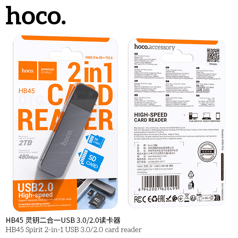 HD_SYNC:HB45 Spirit 2-in-1 USB/Type-C 2.0 card reader