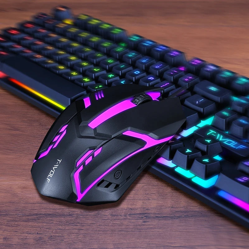 T-WOLF TF200 Gaming Keyboard USB Floating Manipulator Feel Wired Gaming Keyboard