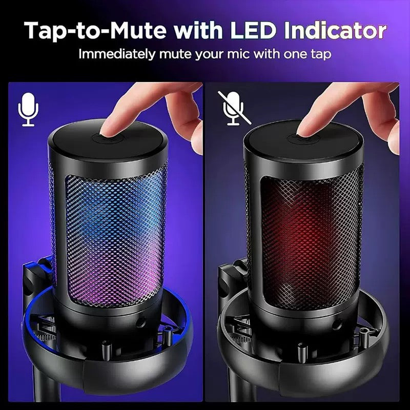 USB Condenser Microphone Rgb Colorful Computer Karaoke Game Voice Reco ...