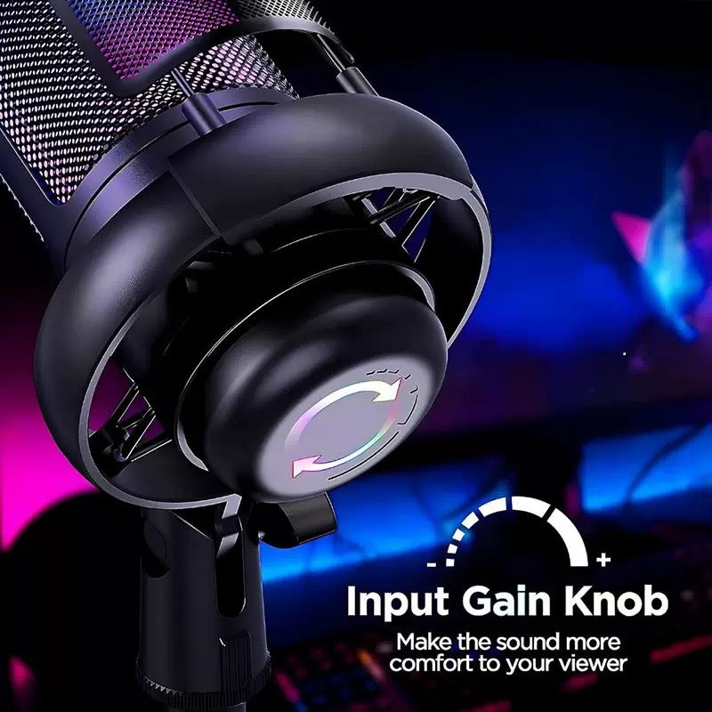 USB Condenser Microphone Rgb Colorful Computer Karaoke Game Voice Reco ...