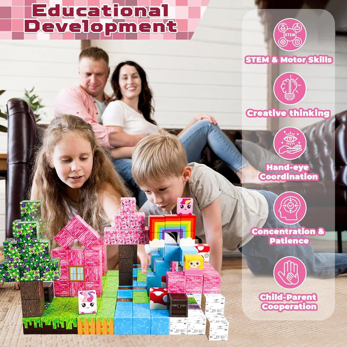 ZH-008 view 2 - 100 PCS STEM Educational Magnetic Building Blocks - Unicorn