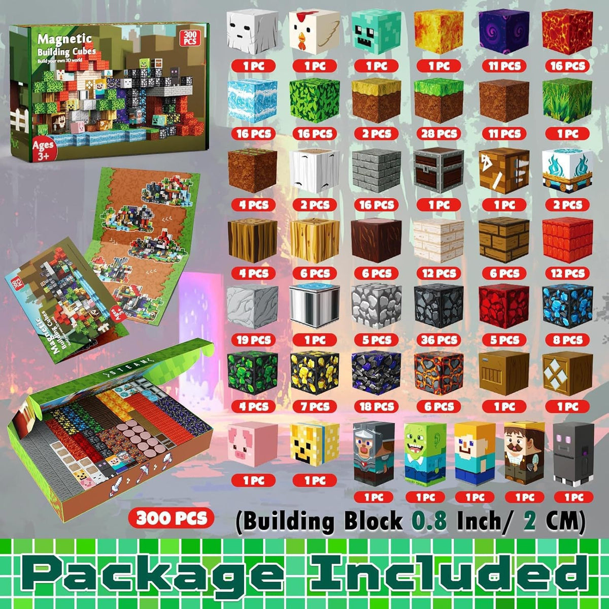 ZH-024 view 2 - 300 PCS STEM Educational Magnetic Building Blocks - Dark Forest
