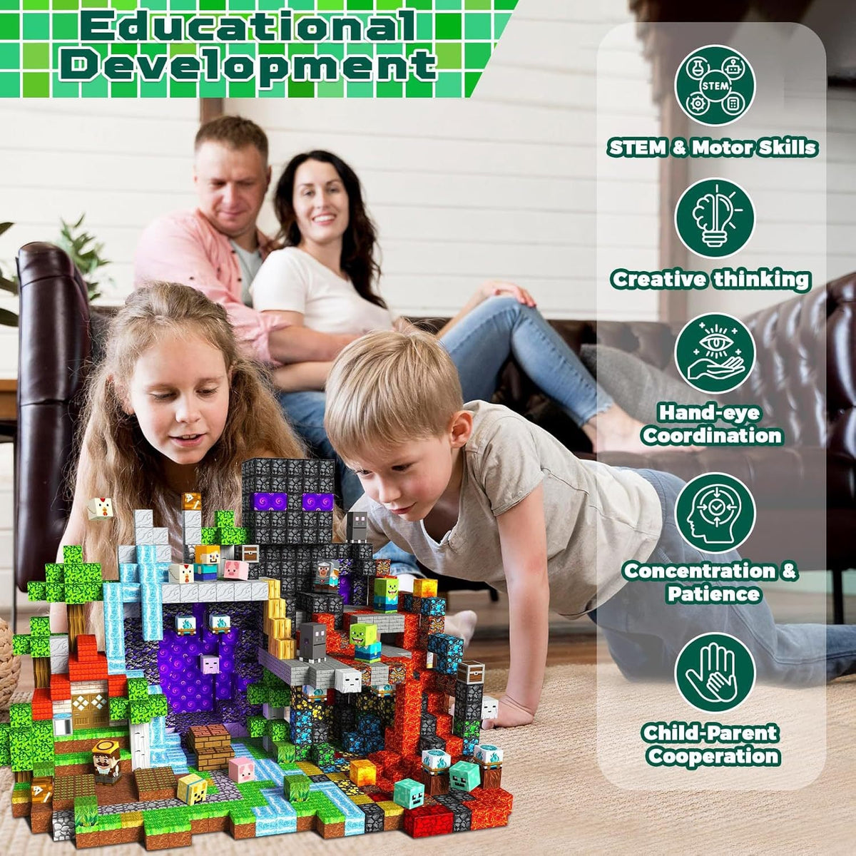 ZH-024 view 4 - 300 PCS STEM Educational Magnetic Building Blocks - Dark Forest