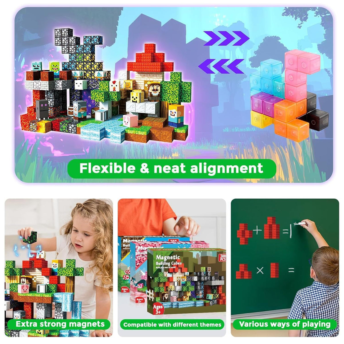 ZH-024 view 6 - 300 PCS STEM Educational Magnetic Building Blocks - Dark Forest