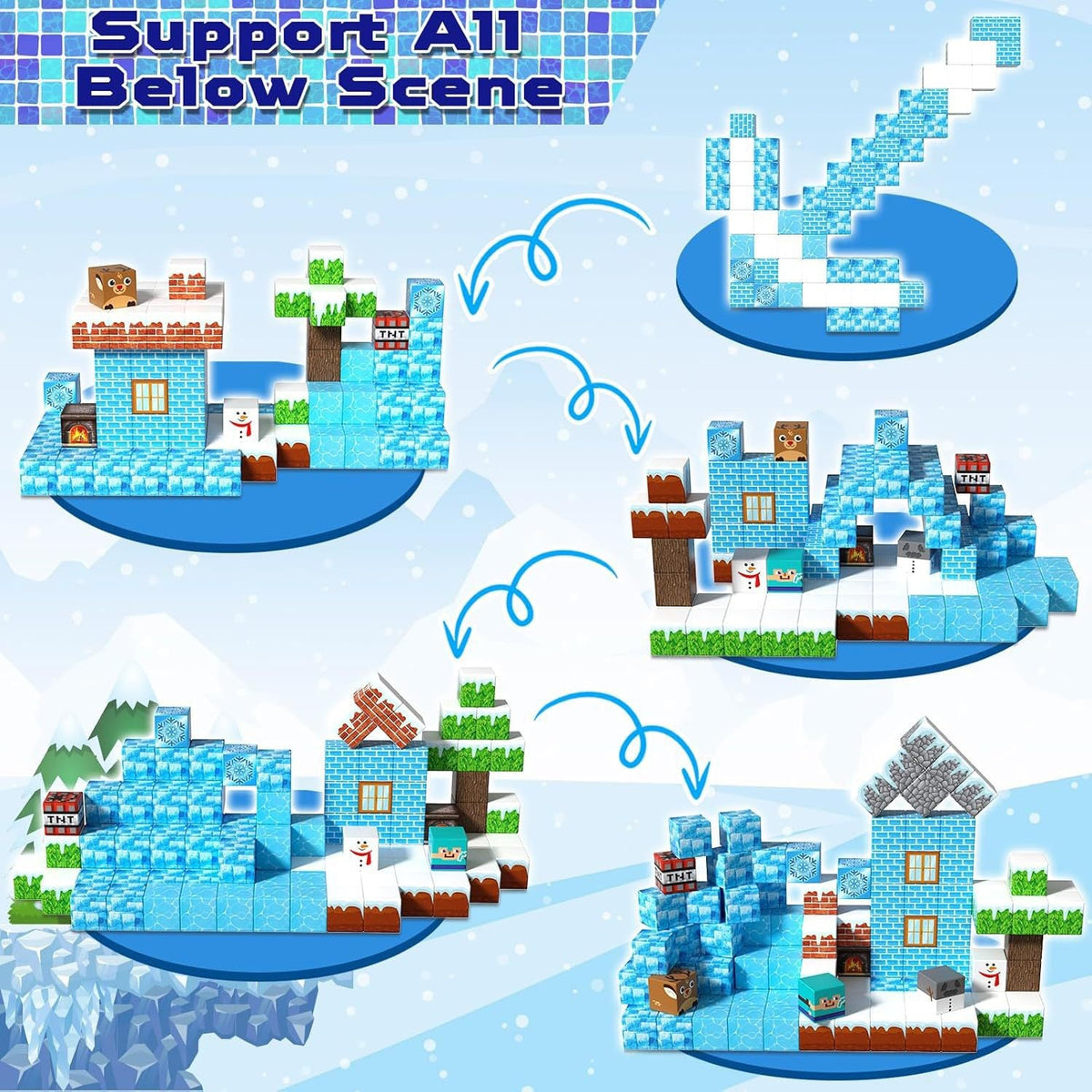 ZH-004 view 3 - 100 PCS STEM Educational Magnetic Building Blocks - Ice Snow