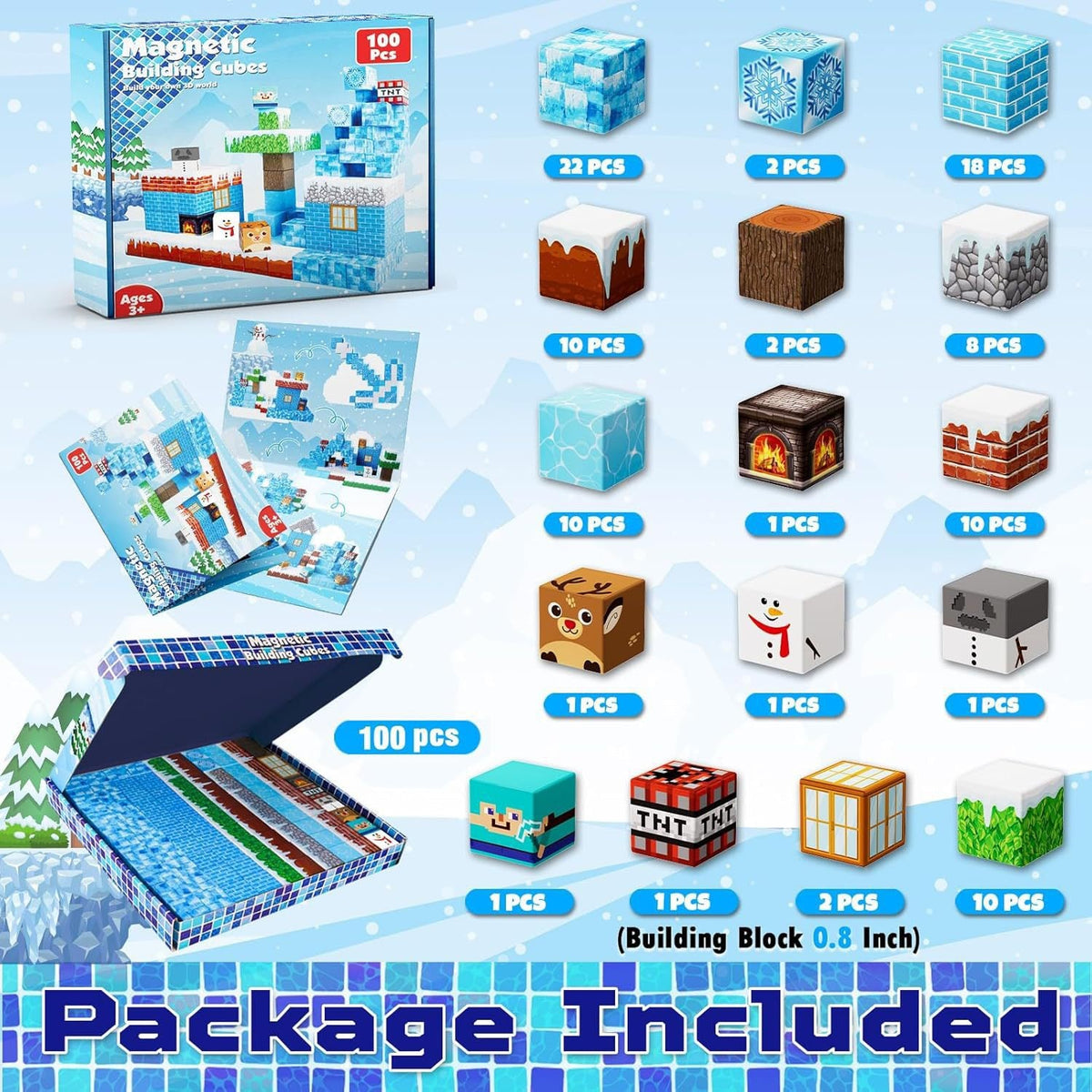 ZH-004 view 4 - 100 PCS STEM Educational Magnetic Building Blocks - Ice Snow