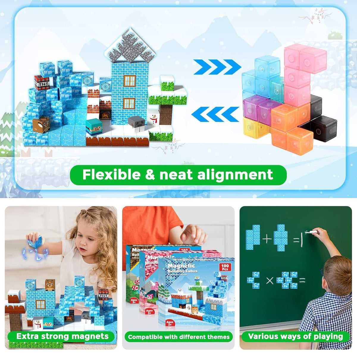 ZH-004 view 5 - 100 PCS STEM Educational Magnetic Building Blocks - Ice Snow