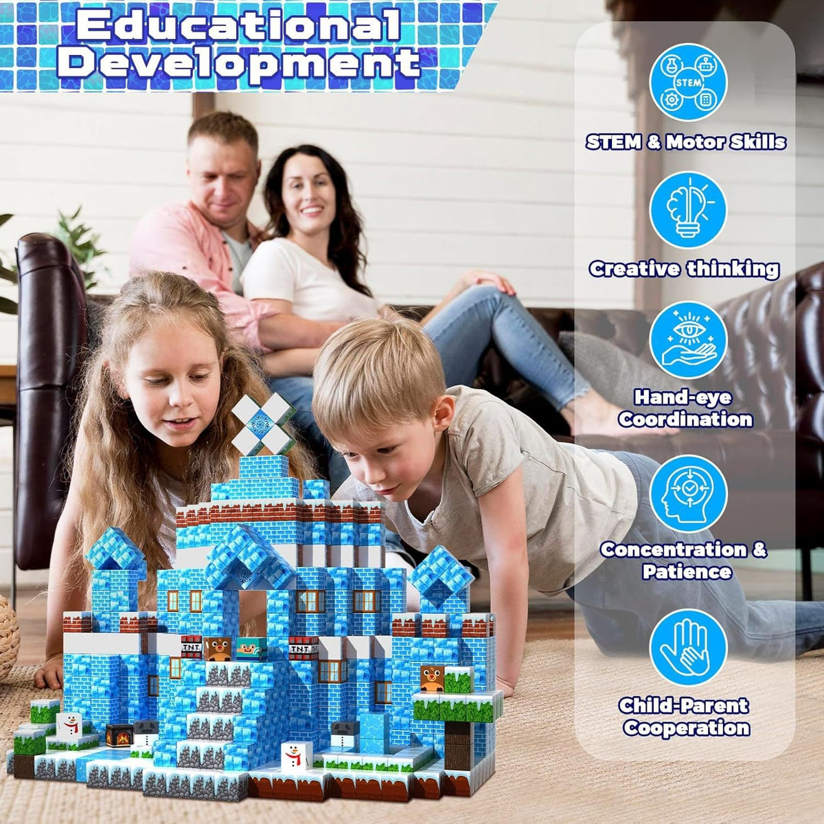 ZH-004 view 6 - 100 PCS STEM Educational Magnetic Building Blocks - Ice Snow