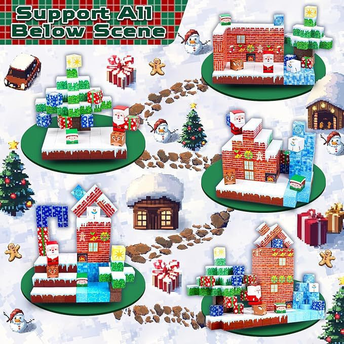 ZH-006 view 2 - 150 PCS STEM Educational Magnetic Building Blocks - Christmas Snow House