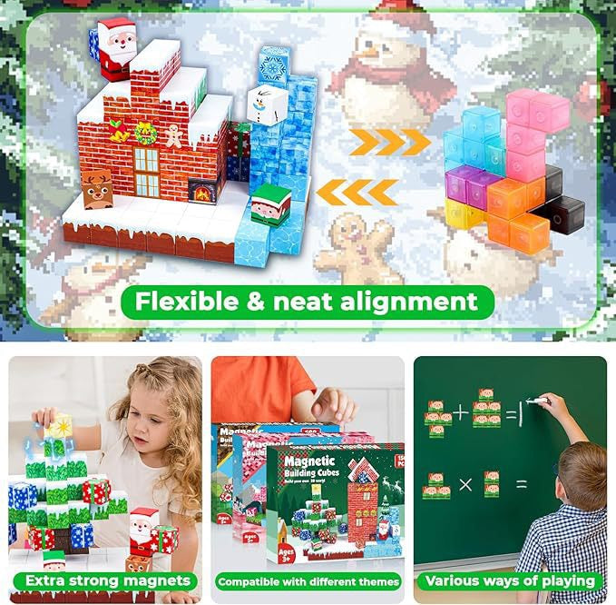 ZH-006 view 3 - 150 PCS STEM Educational Magnetic Building Blocks - Christmas Snow House