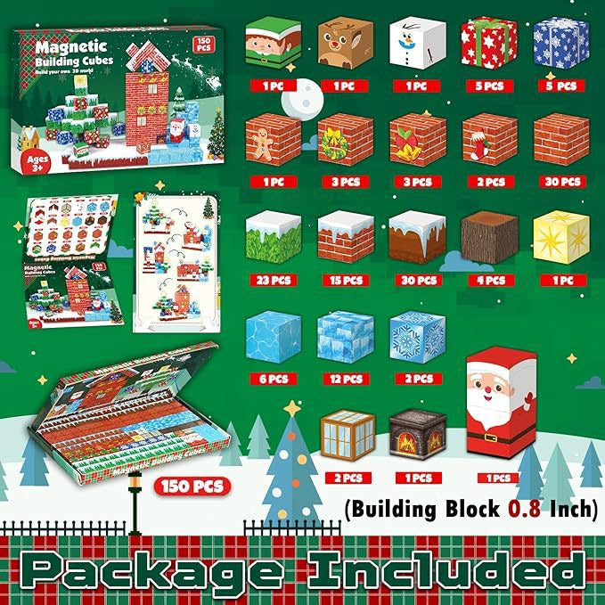 ZH-006 view 5 - 150 PCS STEM Educational Magnetic Building Blocks - Christmas Snow House