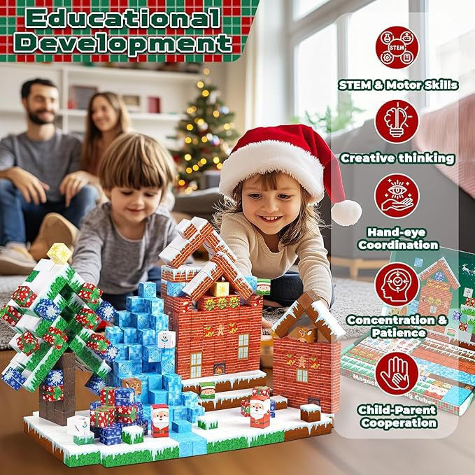 ZH-006 view 6 - 150 PCS STEM Educational Magnetic Building Blocks - Christmas Snow House