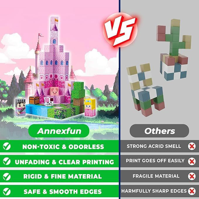 ZH-010 view 6 - 100 PCS STEM Educational Magnetic Building Blocks - Pink Castle