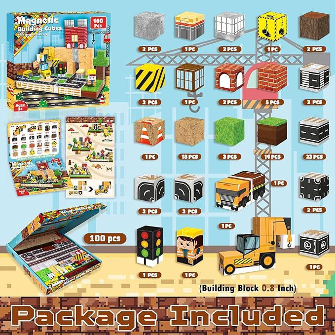 ZH-011 view 2 - 100 PCS STEM Educational Magnetic Building Blocks - Construction Site