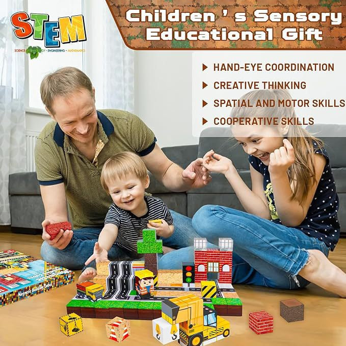 ZH-011 view 3 - 100 PCS STEM Educational Magnetic Building Blocks - Construction Site