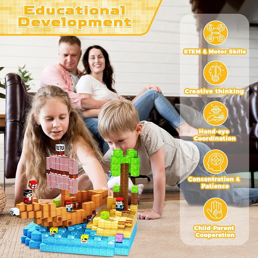 ZH-005 view 5 - 100 PCS STEM Educational Magnetic Building Blocks - Pirate Ship