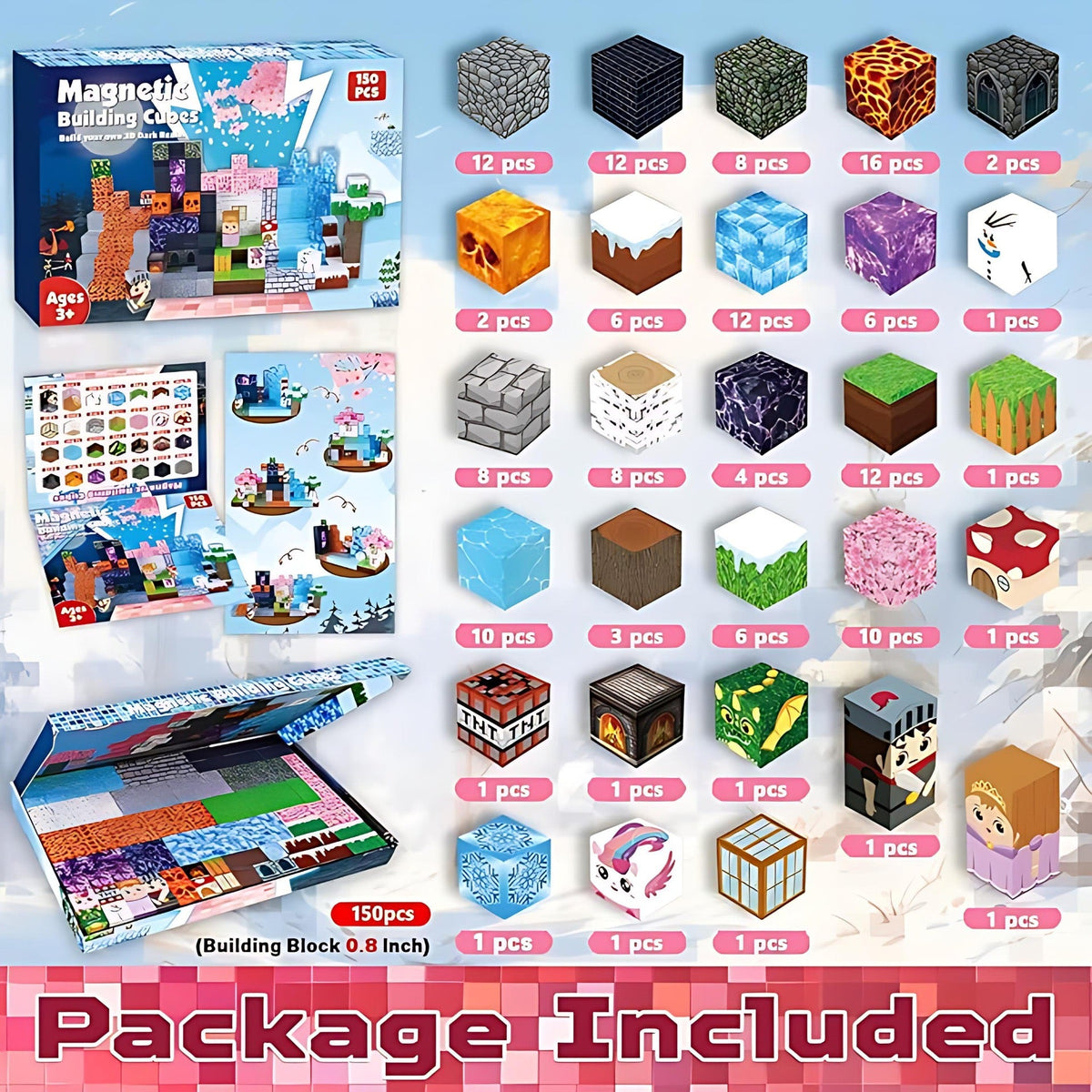 ZH-020 view 2 - 150 PCS STEM Educational Magnetic Building Blocks - Lava Forest