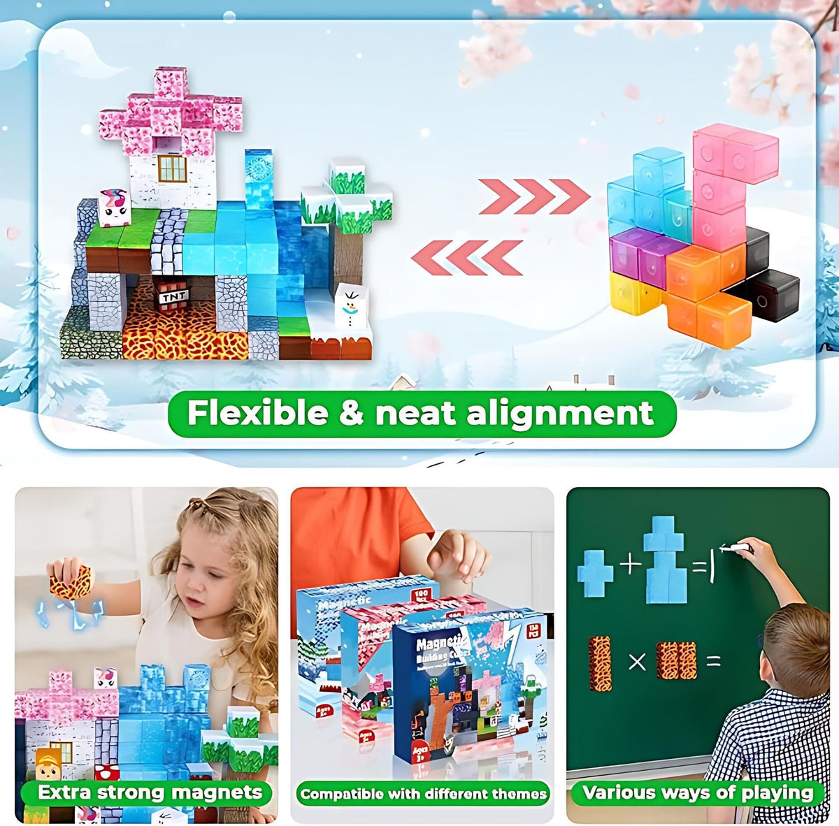 ZH-020 view 5 - 150 PCS STEM Educational Magnetic Building Blocks - Lava Forest