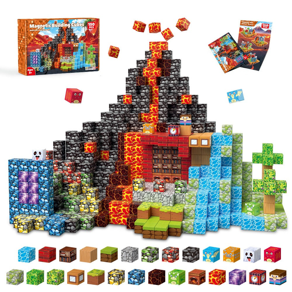 ZH-032 view 2 - 300 PCS STEM Educational Magnetic Building Blocks - Lava Volcano