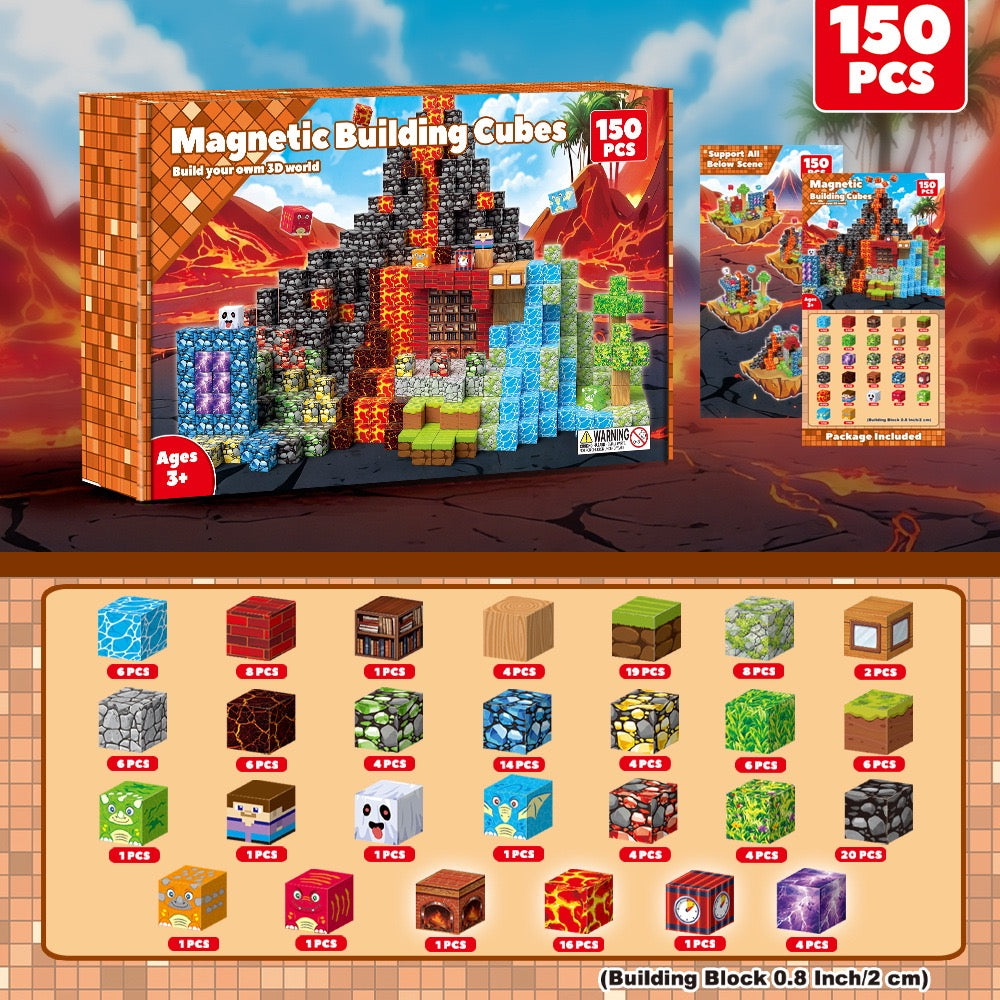 ZH-032 view 6 - 300 PCS STEM Educational Magnetic Building Blocks - Lava Volcano