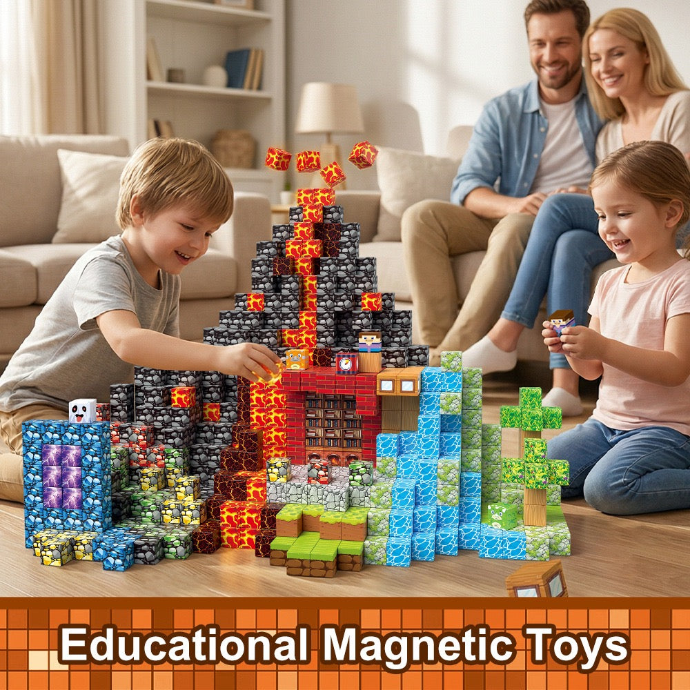 ZH-032 view 3 - 300 PCS STEM Educational Magnetic Building Blocks - Lava Volcano