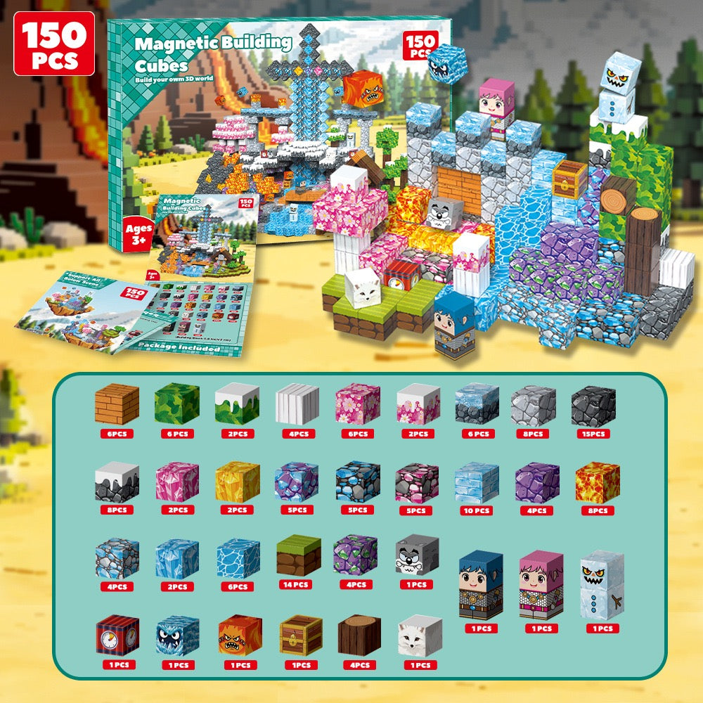 ZH-038 view 3 - 150 PCS STEM Educational Magnetic Building Blocks - Northern Realm Castle