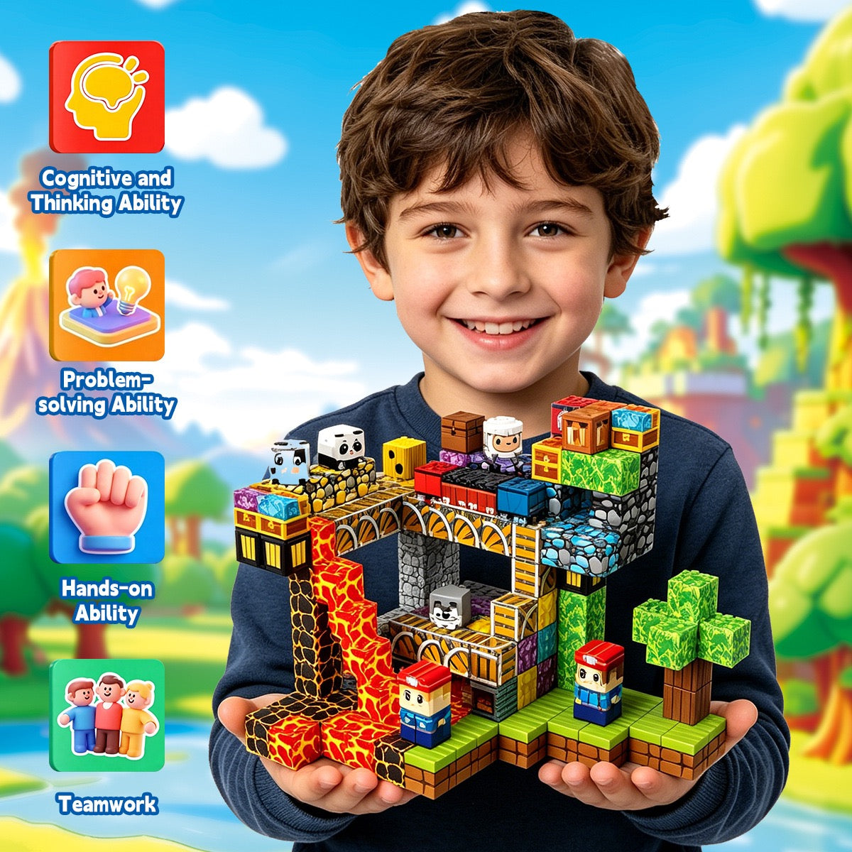 ZH-034 view 4 - 200 PCS STEM Educational Magnetic Building Blocks - Crystal Mine Cave