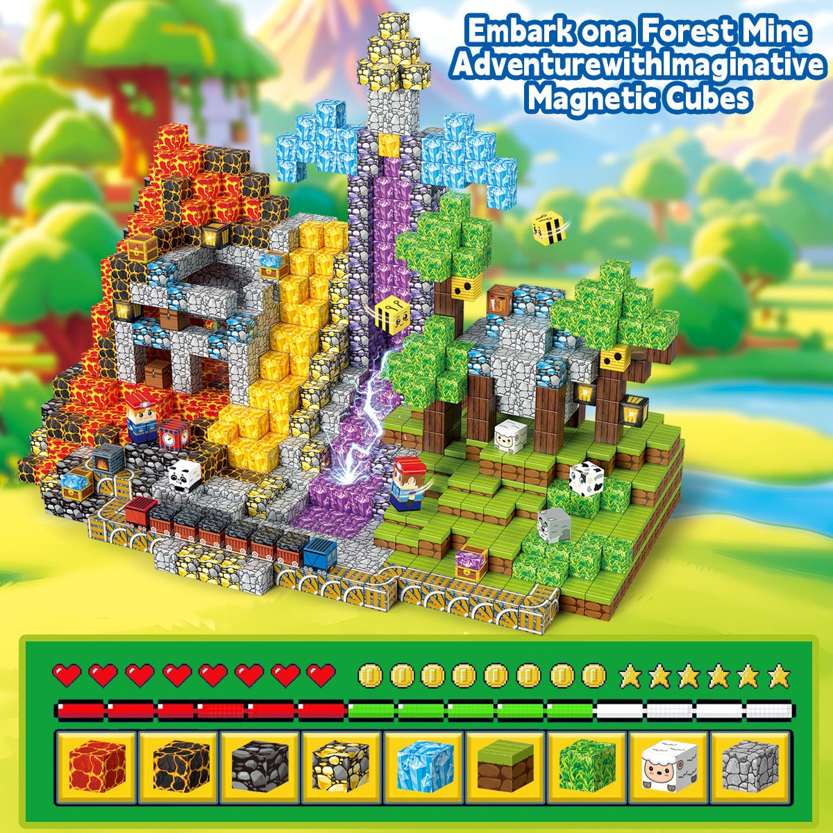 ZH-034 view 6 - 200 PCS STEM Educational Magnetic Building Blocks - Crystal Mine Cave