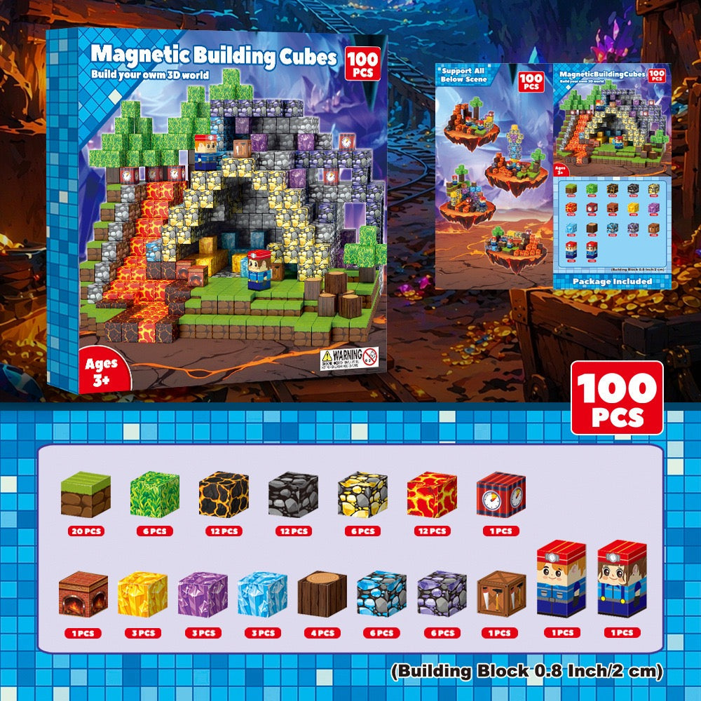 ZH-033 view 2 - 100 PCS STEM Educational Magnetic Building Blocks - Crystal Mine Cave
