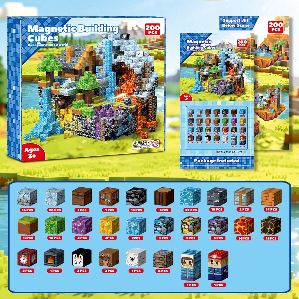 ZH-036 view 3 - 200 PCS STEM Educational Magnetic Building Blocks - Polar Mine Cave
