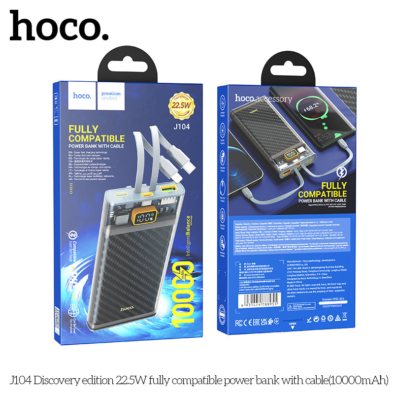 HD_SYNC:J104 Discovery edition 22.5W fully compatible power bank with cable(10000mAh)