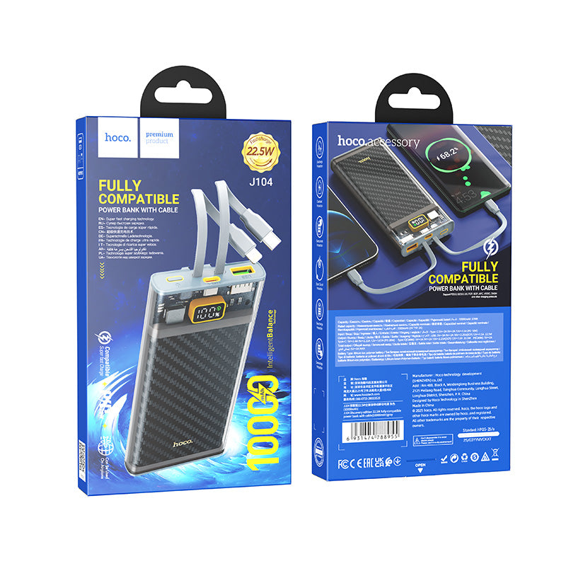 HD_SYNC:J104 Discovery edition 22.5W fully compatible power bank with cable(10000mAh)