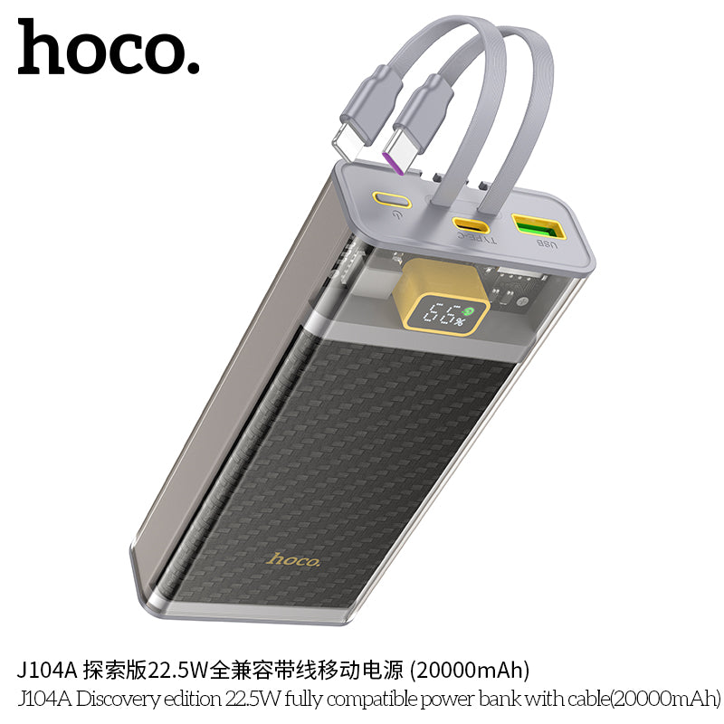 HD_SYNC:J104A Discovery edition 22.5W fully compatible power bank with cable(20000mAh)
