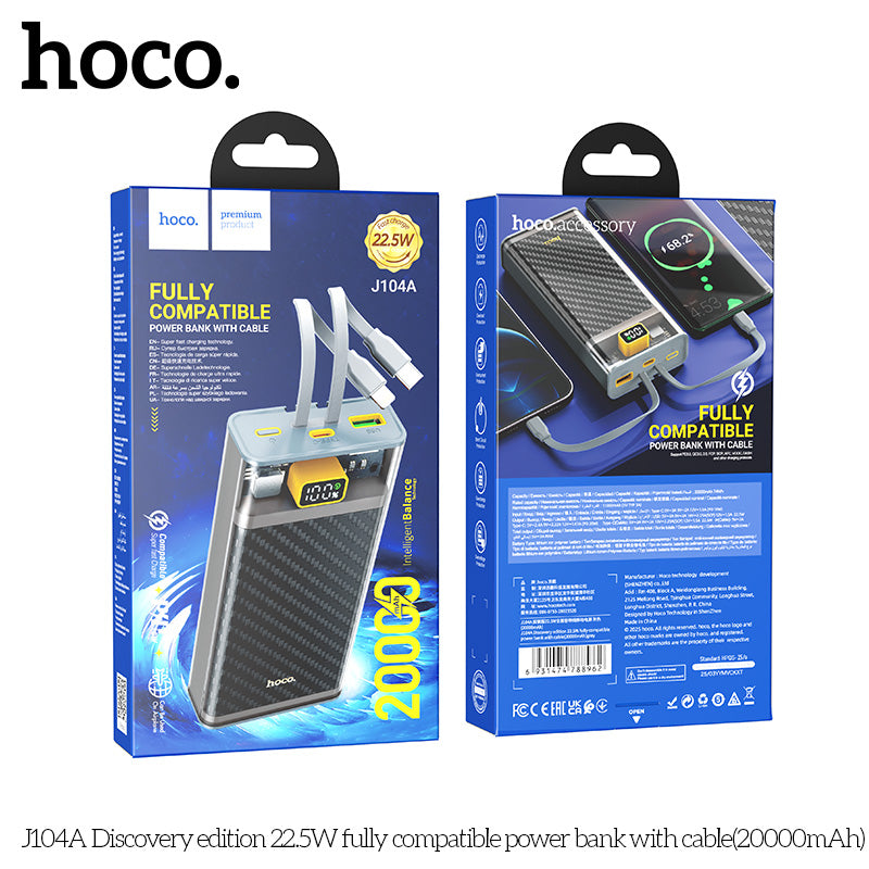 HD_SYNC:J104A Discovery edition 22.5W fully compatible power bank with cable(20000mAh)