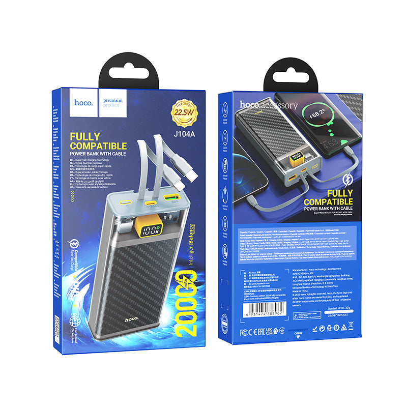 HD_SYNC:J104A Discovery edition 22.5W fully compatible power bank with cable(20000mAh)