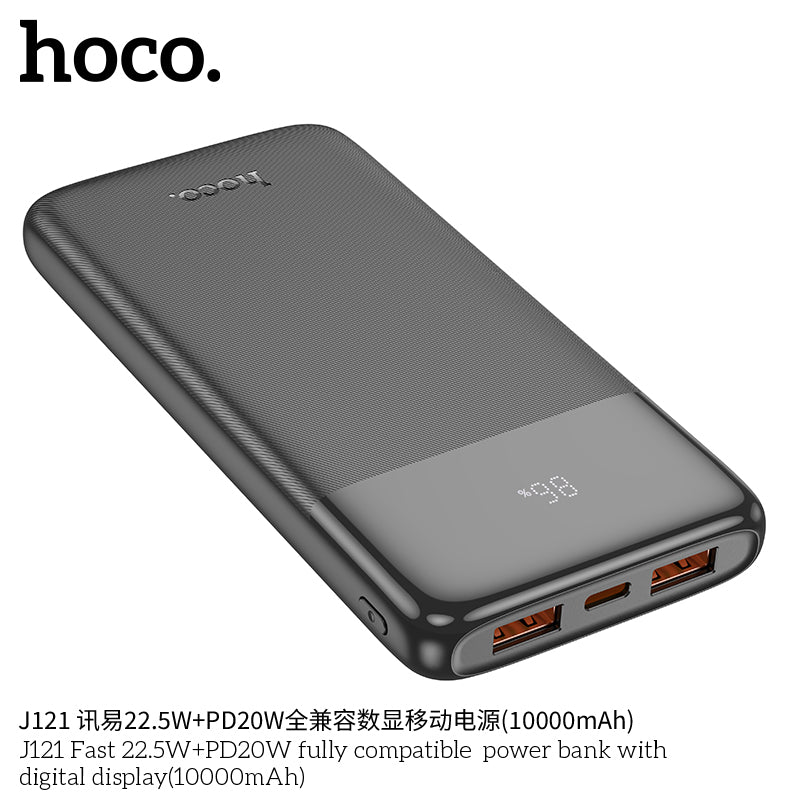 HD_SYNC:J121 Fast 22.5W+PD20W fully compatible power bank with digital display(10000mAh)