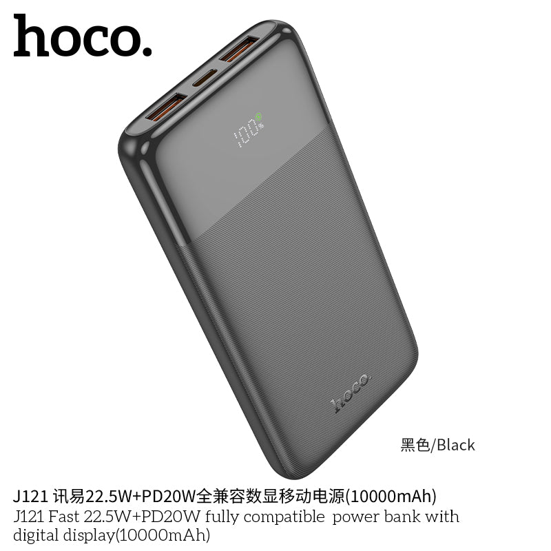 HD_SYNC:J121 Fast 22.5W+PD20W fully compatible power bank with digital display(10000mAh)