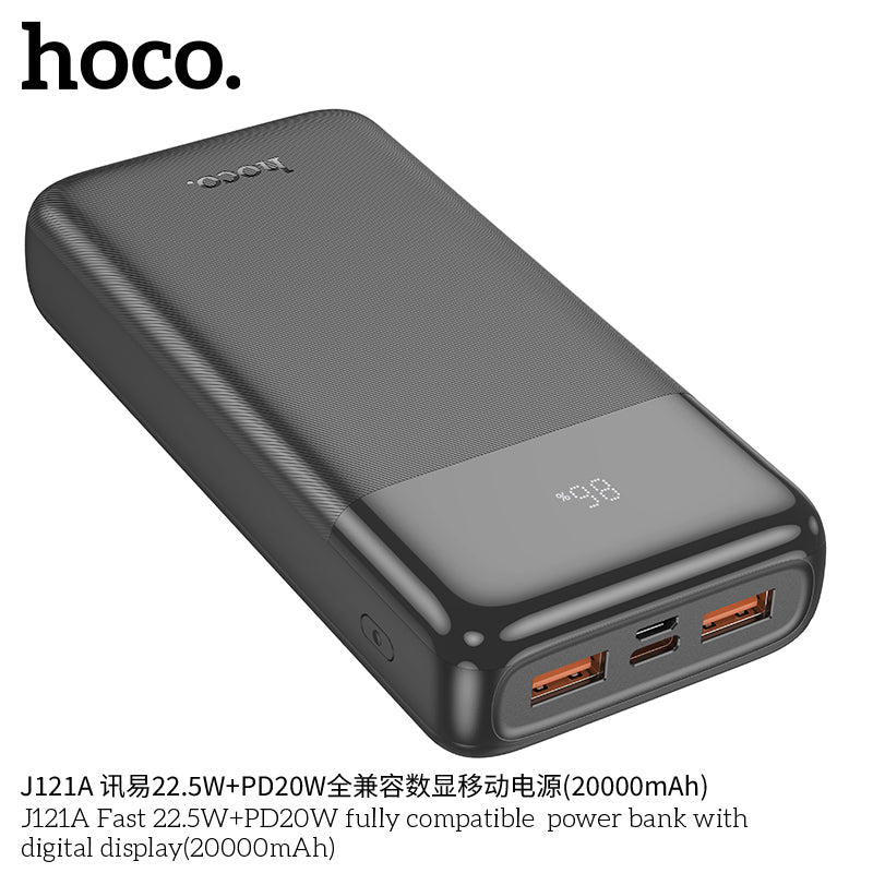 HD_SYNC:J121A Fast 22.5W+PD20W fully compatible power bank with digital display(20000mAh)